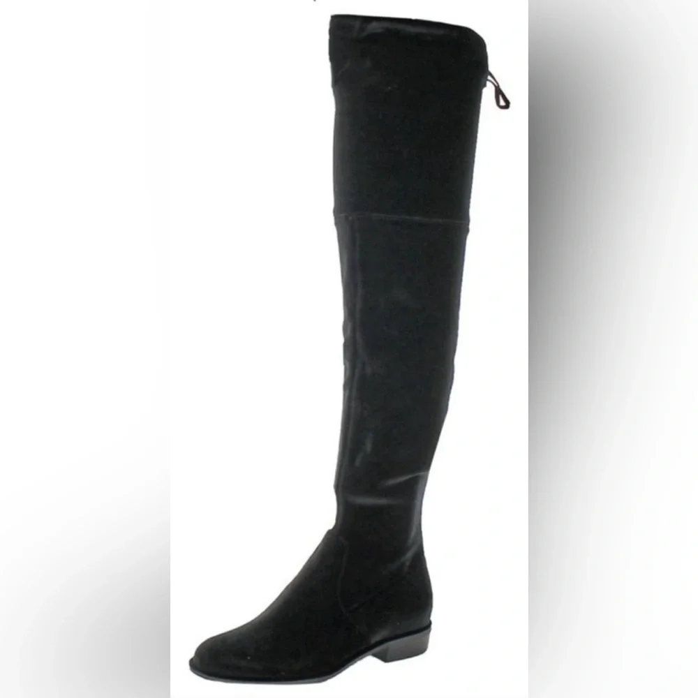 Marc Fisher Hulie boots black over the knee velvet type fall winter low heel 8.5